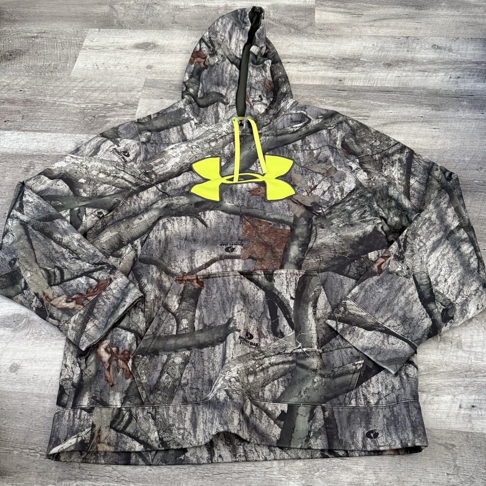 Under Armour Camo Sweatshirt Mens Large Hoodie Hooded Pullover 1248010 Mossy Oak